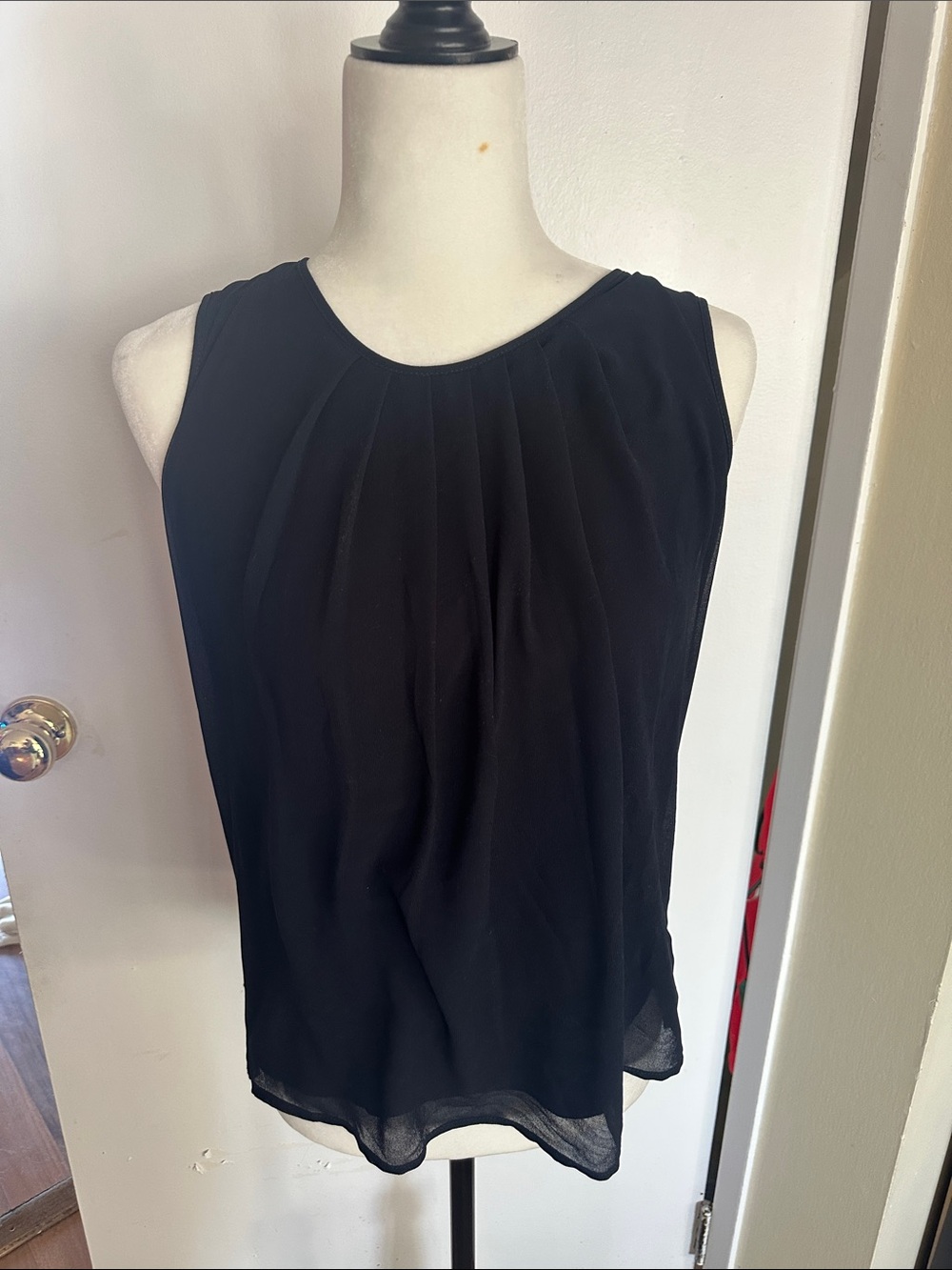 Black Pleated Sleeveless Camisole
